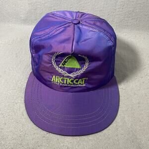 Vintage Arctic Cat Snowmobile Purple Iridescent Hat Cap Adjustable USA Made